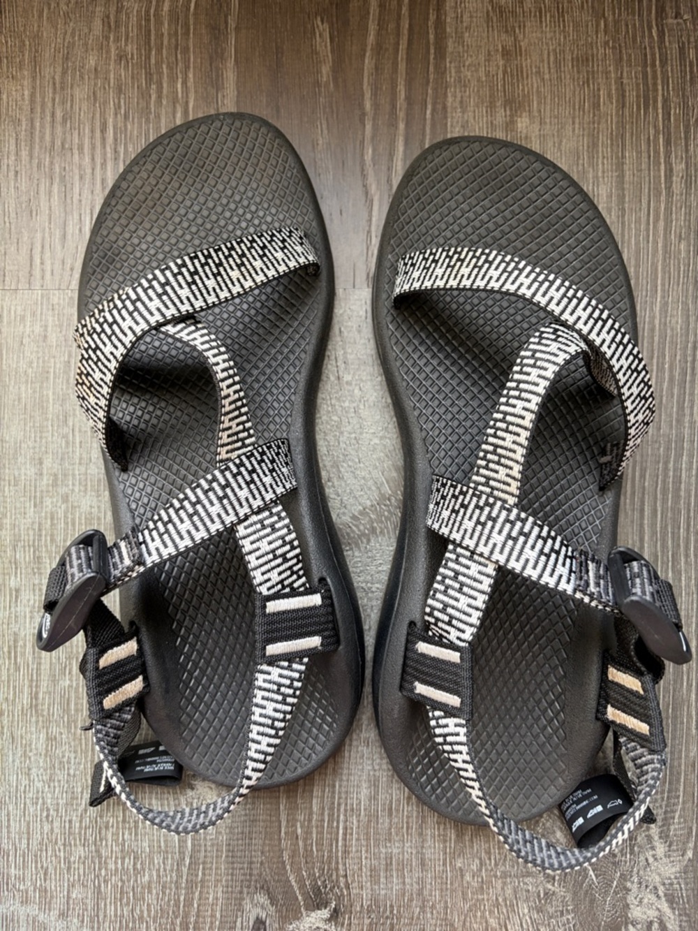 Chaco Women's Black and White Woven Strap Sandals